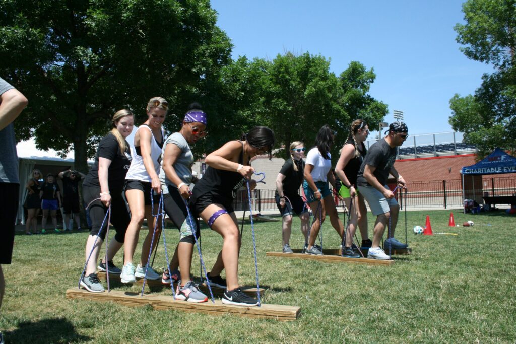 people playing team game