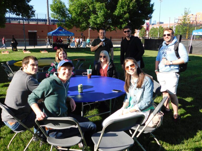 guests enjoying their fall company picnic at UIC Picnic grounds